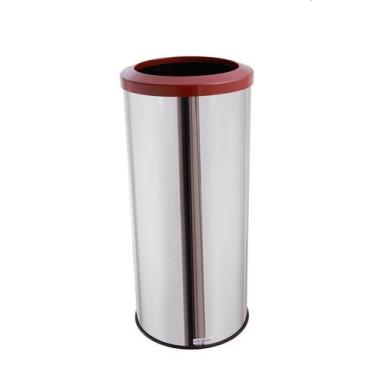 Imagem de Lixeira Grande Inox Aro Esmaltado 50 Litros Cozinha Escritório - Aldin