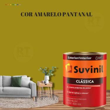 Imagem de Tinta Para Parede Acrílica Suvinil Clássica 800ml Cor Amarelo Lavável 