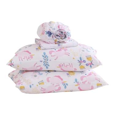 Imagem de Yibeizi Jogo de lençol casal de unicórnio para meninas, estampa floral, boêmio, microfibra, bolso profundo, fofo, estampado, lençol de cama e fronha, 4 peças