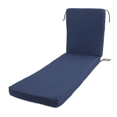 Imagem de aqxreight Fade Proof Lounger Pad Sun Lounger Almofada Substituição Cadeira Ao Ar Livre Almofada Com Alta Densidade Espuma de Secagem Rápida Tecido Poliéster para Pátio Beach Pool (azul-marinho)