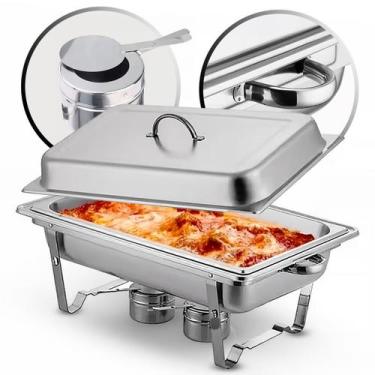 Imagem de Rechaud Inox Retangular 11 Litros Cuba 1/1 GN Banho Maria - Triboshop