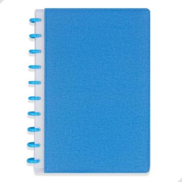 Imagem de Caderno Mágico Inteligente B5 com 10 Discos 18,5 x 26cm 80 Folhas Capa Texturizada, com Elástico Premium (Azul)