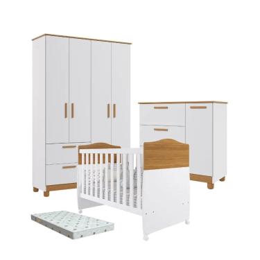 Imagem de Quarto Bebe Completo Dorabelly Juju MDF + Colchão Americano