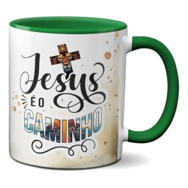 Imagem de Caneca Cristã Jesus O Caminho Frase Bíblia Xícara Religiosa (Verde)