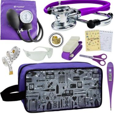 Imagem de Kit Academico Enfermagem Premium Preto Completo - Love Saude, ROXO TRA