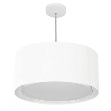 Imagem de Lustre Pendente Cilíndrico Duplo Vivare Md-4295 Cúpula Em Tecido 50x30cm - Bivolt Branc...