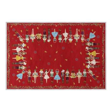 Imagem de Artoid Mode Tapete de porta com quebra-nozes vermelho aquarela, Feliz Natal, decoração de casa de inverno, discreto, antiderrapante, lavável, tapete para cozinha, entrada, quarto, banheiro, lavanderia