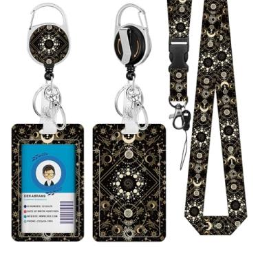 Imagem de Constellation Lanyards ID Badge, suporte de crachá de identidade da lua com clipe retrátil e chaveiro, capa de crachá de identidade vertical com etiqueta de nome para estudante, professor, enfermeira