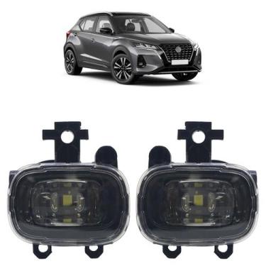 Imagem de Farol Milha Auxiliar Kicks 2021 2022 2023 2024 Led Lente Lisa Acrílico