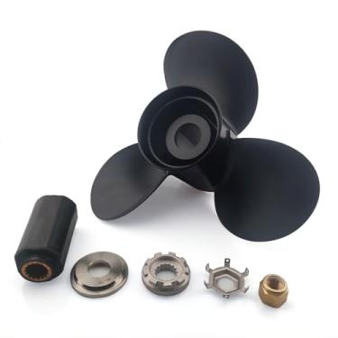 Imagem de CAPTAIN Hélice externa de 13 1/4 x 17 Pitch substitui para Mercury 40 60 75 90 100 115 140 HP, hélices de barco de alumínio de 3 lâminas, OEM No.48-8M8026590, 15 estrias de dentes, RH