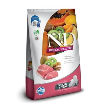 Imagem de N&D Tropical para Cães Filhotes de Raças Médias e Grandes Sabor Suíno, Cereais e Frutas Tropicais 12Kg
