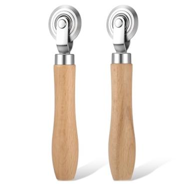 Imagem de Ferramenta redimensionadora de caixa, 2 peças de caixa de papelão de 0,5 mm e 1,2 mm de diâmetro, cabo de madeira, rolo de pontuação de papelão fino para todos os tipos de papelão e folhas de metal