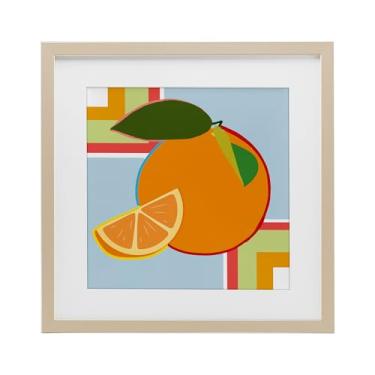 Imagem de Stupell Industries Impressão emoldurada geométrica laranja fruta bétula sob vidro, design por Daniela Santiago, 40,6 x 40,6 cm