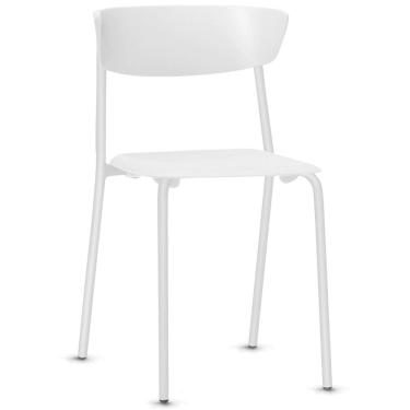 Imagem de Cadeira Empilhável Fixa F02 Base Aço Branco - Lyam Decor