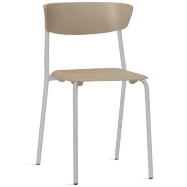 Imagem de Cadeira Empilhável Fixa F02 Base Aço Cinza Nude - Lyam Decor