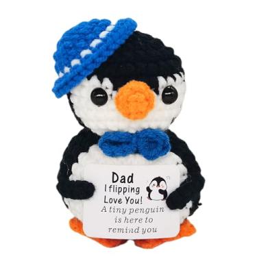 Imagem de qyqkfly Inspirador crochê positivo mini pinguim feito à mão animais de crochê encorajamento emocional presente engraçado para mulheres homens, aniversário, Natal, Páscoa, dia dos namorados, Algodão