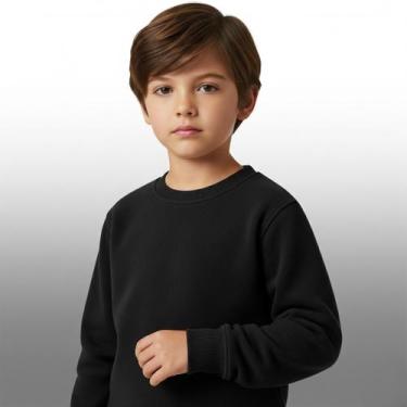 Imagem de Blusa Moletom Infantil Flanelado Preto Punho Basico 4 A 8 anos Dia a D