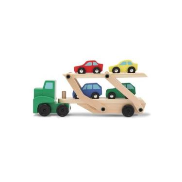 Imagem de Transportador de madeira Montessori Truck Toy com 4 carros de 1 a 6 an