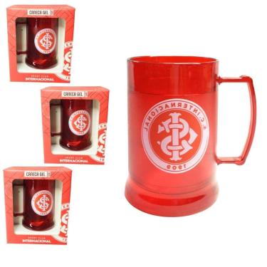 Imagem de Kit 3Un Caneca Copo Gel 300Ml Vermelho Isolante Térmico