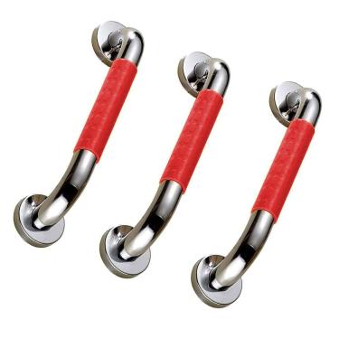 Imagem de Barra de Apoio 40cm Kit 3 uni Antiderrapante Idoso Acessibilidade Evita Queda Acidentes Banheiro Box Corrimao Escada