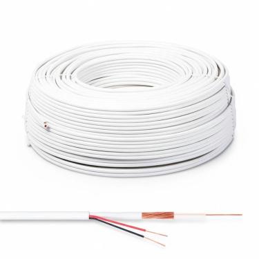 Imagem de Cabo Coaxial 4Mm Diproseg 2X26Awg Branco - Rolo 100 Metros