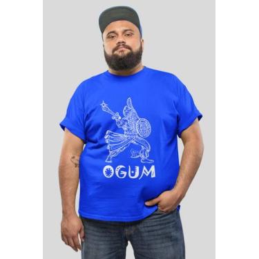 Imagem de Camiseta Ogum Orixá Masculina Plus Size G1 G2 G3 - BLACKCHIC, Azul roy