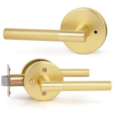 Imagem de Maçanetas de privacidade HOSOM Gold Brass para quarto e banheiro