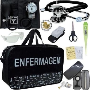 Imagem de Kit Bolsa Cores Aparelho Pressao Esfigmomanometro Enfermagem Pa Med - 