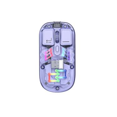 Imagem de Mouse Sem Fio Slim Bluetooth Lilás Recarregável com LED RGB – Silencioso, Design Ergonômico, Compatível com PC, Notebook, Tablet e MacBook