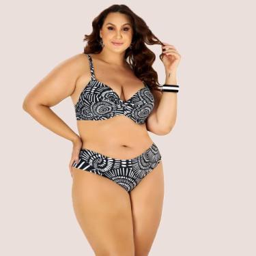 Imagem de Conjunto Biquíni Banho De Mar Moda Praia Plus Size, Preto, 48