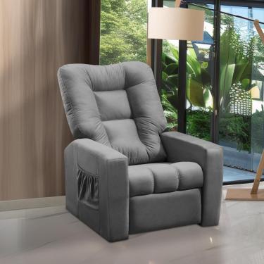 Imagem de Poltrona do Papai Reclinável Itália Suede Cinza Adonai Estofados