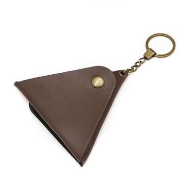 Imagem de Bolsa de couro para chaveiro, porta-moedas, porta-moedas, chaveiro, bolsa pequena de couro para chaves, Café, Carteiras