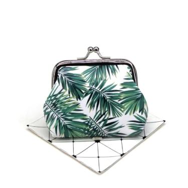 Imagem de Bolsa feminina pequena para moedas com fivela floral fofa, porta-moedas, vintage, beijo, cadeado, carteira de flores a granel 1, Folha 2, Folhas naturais