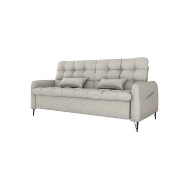 Imagem de Sofá Cama Reclinável Com Almofadas 3 Lugares 200cm Pillar Matrix Linho