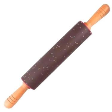Imagem de Rolo de Massa de Silicone 44cm com Cabos de Madeira, Prático para Cozinha e Panificação