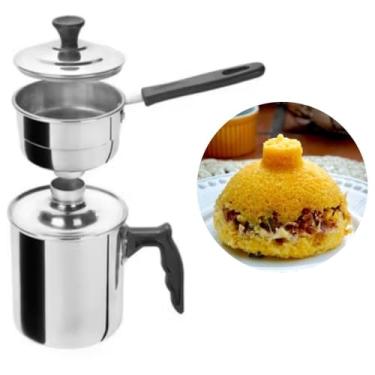 Imagem de Cuscuzeira Individual de Alumínio - Cuscuzeiro Mini Panela a Vapor Individual Para Cuscuz, Cozimento Rápido - Alumínio Polido