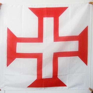 Imagem de Bandeira da Ordem Militar de Cristo 3' x 3' para um mastro - Ordem dos Cavaleiros Templários bandeiras de Portugal 90 x 90 cm - Banner 3x3 pés com furo - AZ FLAG