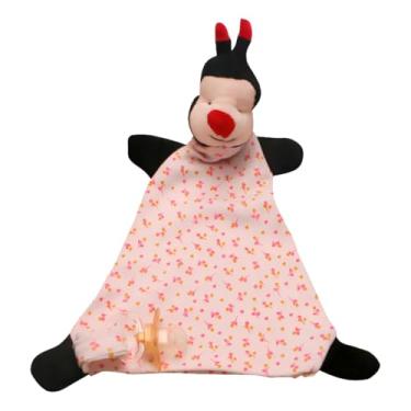 Imagem de Naninha para Bebê com Prendedor de Chupeta Bichinhos Estampada Algodão (75% Algodão, Abelha vermelha)
