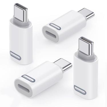 Imagem de MoKo Adaptador Lightning para USB C para iPhone 17 Air 16 15 Pro Max Plus, Galaxy S25 S24 S23, iPad Pro/Air, pacote com 4 USB-C para Lightning Adapte para carregamento rápido/transferência de dados