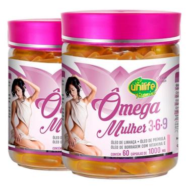 Imagem de Kit 2 Ômega 3,6 E 9 Mulher 1000Mg Unilife 60 Cápsulas