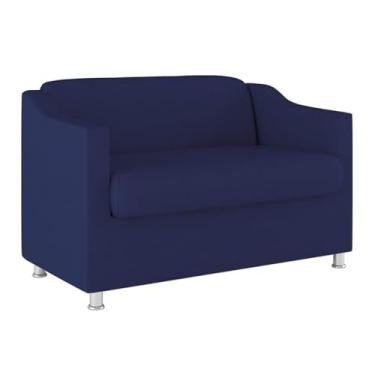 Imagem de Sofá Namoradeira Sala de Espera Elegante Suede – Balaqui Cor:azul Marinho