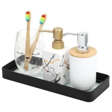 Imagem de Chewtoyo Prateleira de banheiro montada na parede, prateleira flutuante de vidro temperado, prateleira retangular de vidro para banheiro, estrutura de alumínio para cozinha, organizador de