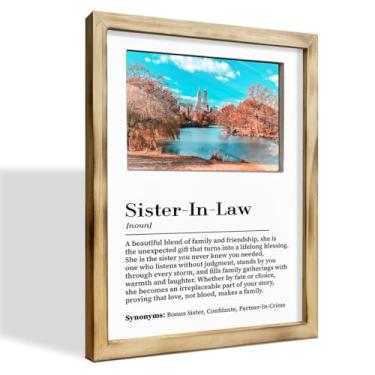 Imagem de WKYAER Presente para foto de cunhada, porta-retratos com definição de cunhada, presente de aniversário para irmãs bônus, presentes de casamento para esposa de irmão, decoração rústica para exibição de