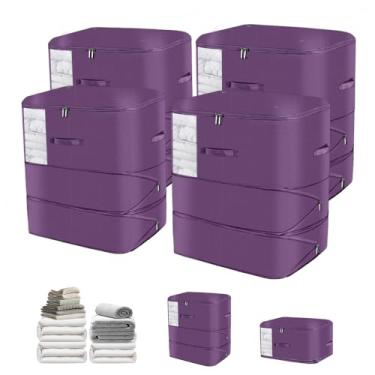 Imagem de Pacote com 4 sacos de compressão que economizam espaço com janela transparente | Organizador de armário reutilizável para roupa de cama, colcha, travesseiros| Cubos de embalagem de compressão de
