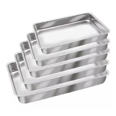 Imagem de Conjunto de 5 Formas Retangulares de Alumínio para Bolo, Assadeiras Empilháveis de Metal