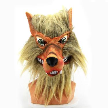 Imagem de Máscara realista de resina de cabeça de lobo com cabelo selvagem 400g