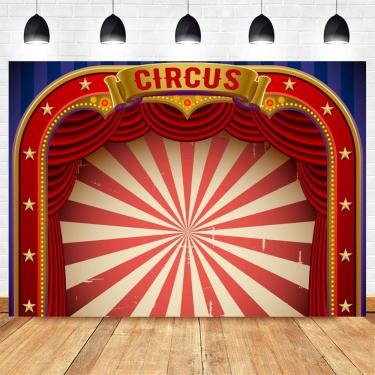 Imagem de Tapeçaria pendurada na parede, cortina vermelha de circo e padrão de estrelas