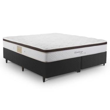 Imagem de Cama Box Queen Herval Edimburgo, Molas Maxspring, Jacquard Preto, 64x158x198 cm