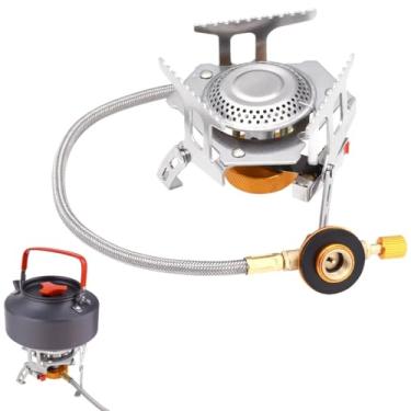 Imagem de Fogão de acampamento portátil, queimador a gás de ignição piezo de 3500 W, dobrável e à prova de vento, ideal para cozinhar ao ar livre
