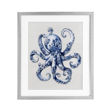 Imagem de Stupell Industries Impressão emoldurada funky toile polvo cinza sob vidro, design por Lettered and Lined, 16 x 13